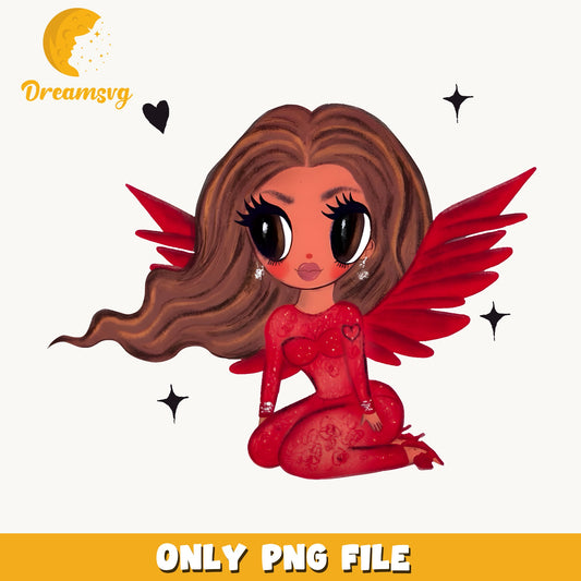 Katseye Angel Wings Chibi PNG, Kpop Fan Art, Star PNG