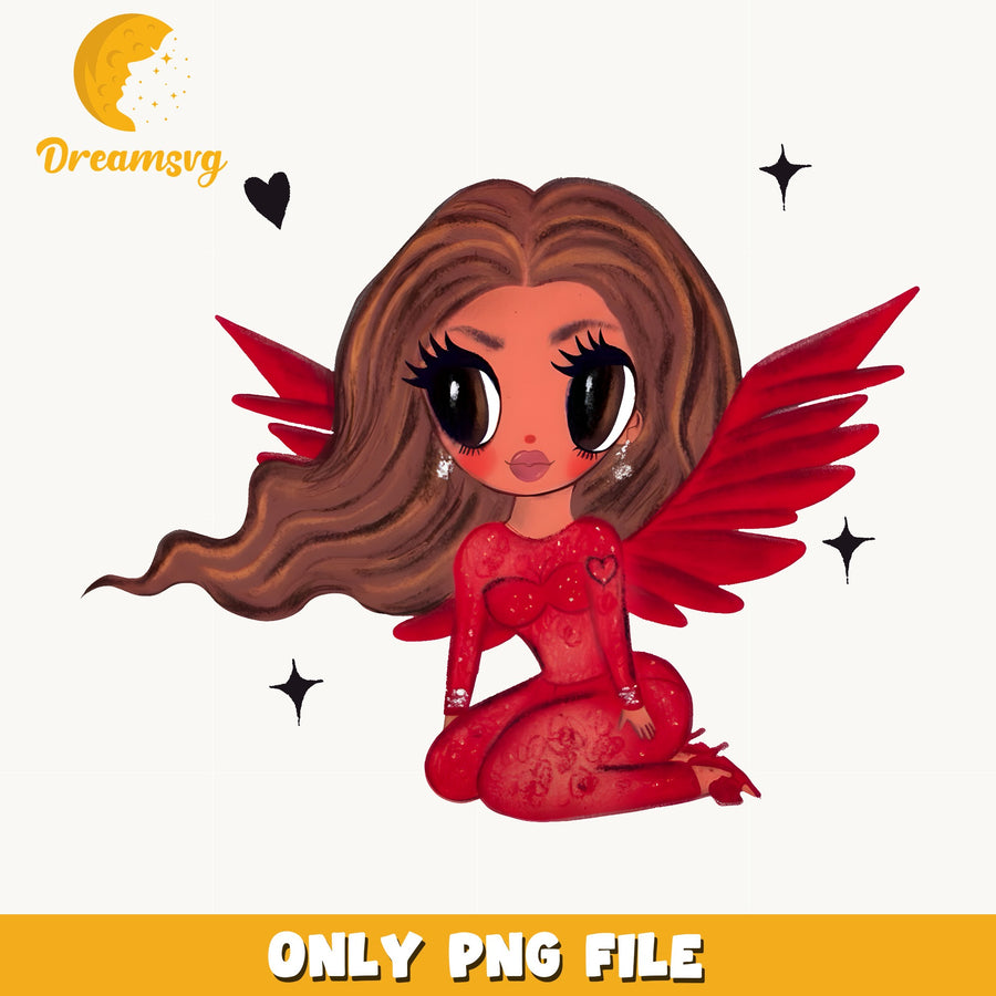 Katseye Angel Wings Chibi PNG, Kpop Fan Art, Star PNG