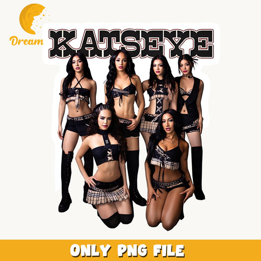 Katseye Black Plaid Pose PNG, Kpop Band Photo, Fan PNG