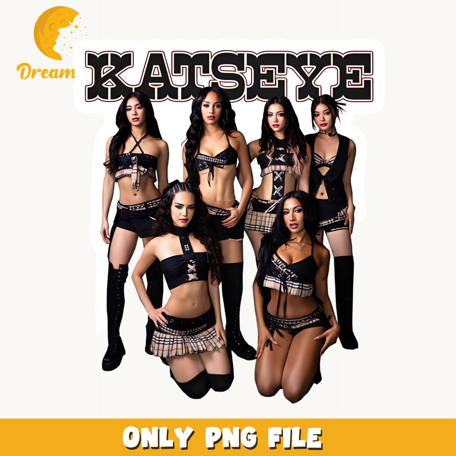 Katseye Black Plaid Pose PNG, Kpop Band Photo, Fan PNG