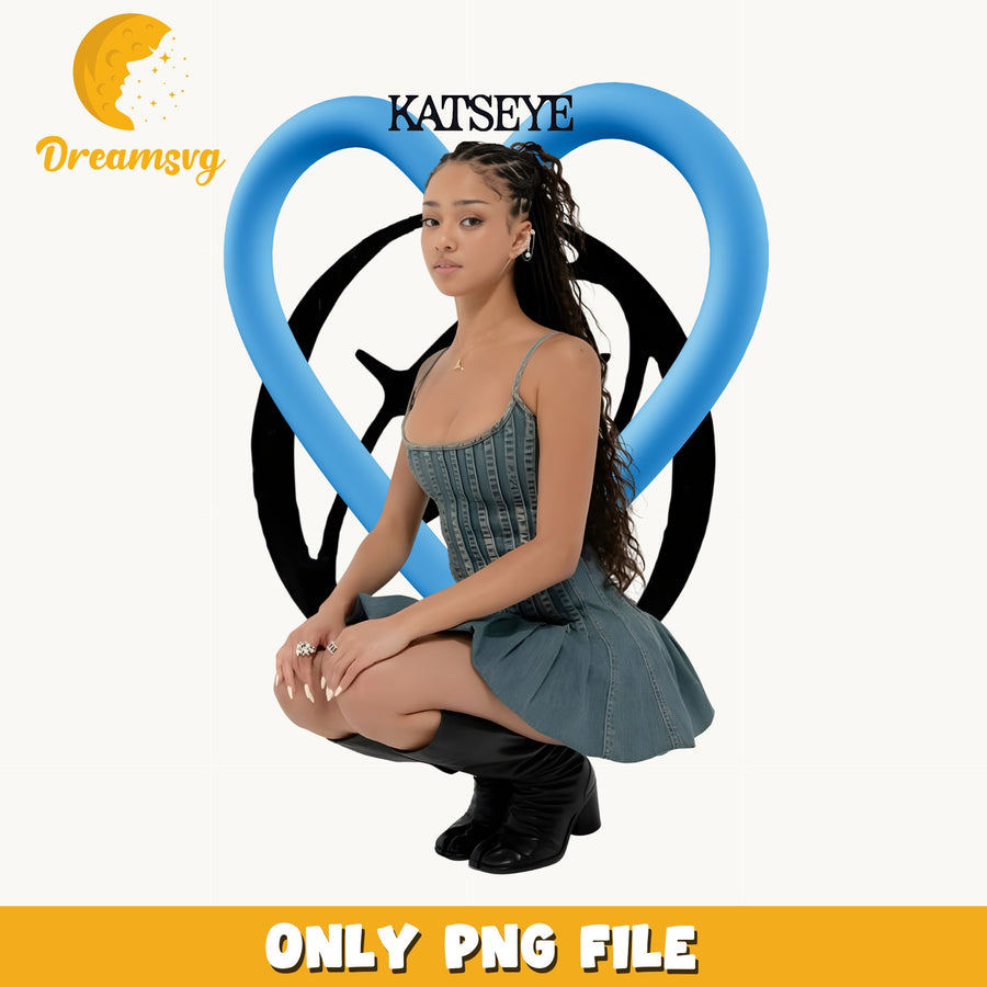 Katseye Blue Heart PNG, Kpop Solo Member PNG, Fan PNG