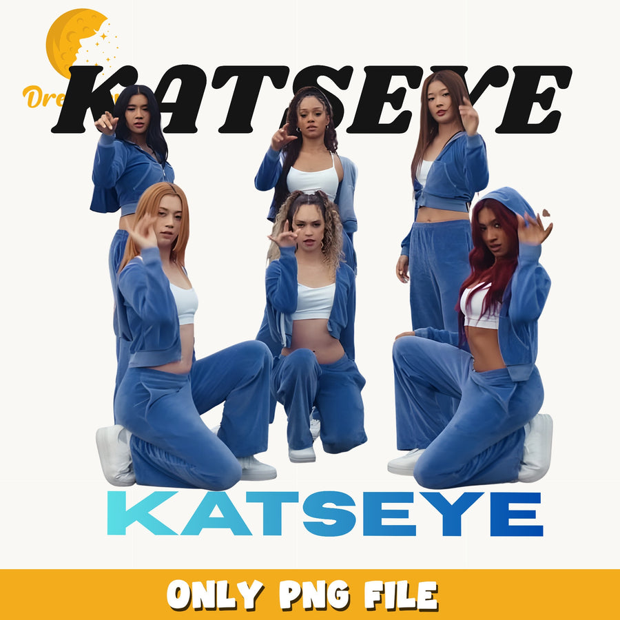 Katseye Blue Velour Group PNG, Kpop Band, Fan PNG