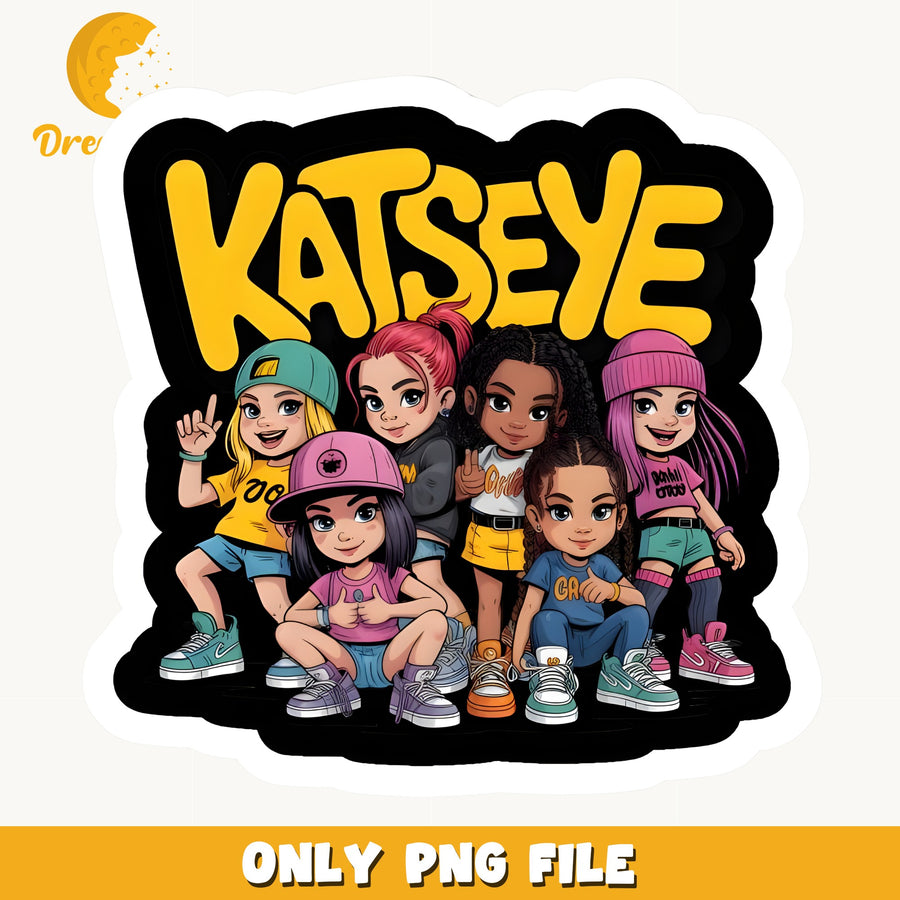Katseye Chibi Cartoon PNG, Kpop Girl Squad, Fan PNG