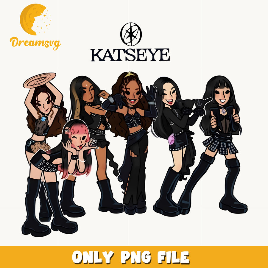 Katseye Chibi Group PNG, Kpop Fan Art PNG, Music PNG