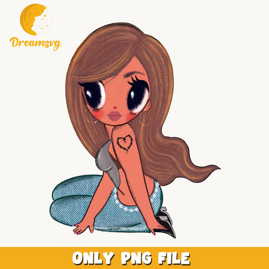Katseye Chibi Solo Sitting PNG, Kpop Fan Art, Star PNG