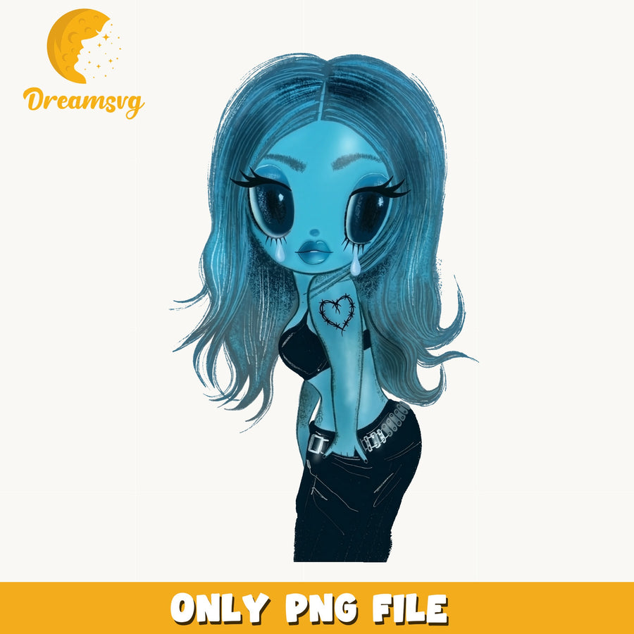 Katseye Crying Blue Chibi PNG, Kpop Idol Art, Fan PNG