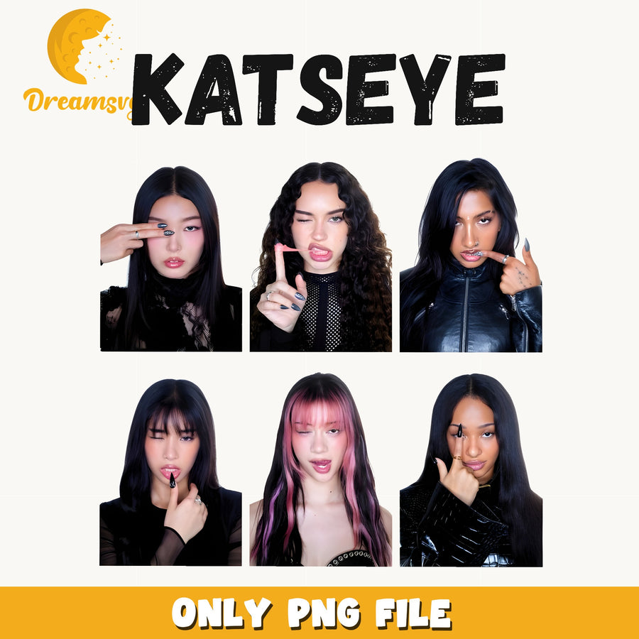 Katseye Dark Outfit Grid PNG, Kpop Members, Fan PNG