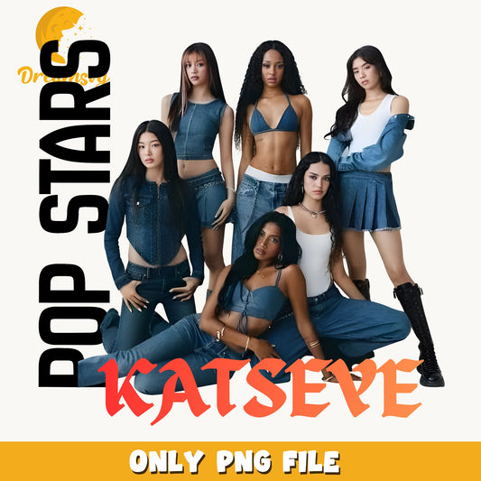 Katseye Denim Outfit PNG, Pop Stars Kpop PNG, Fan PNG
