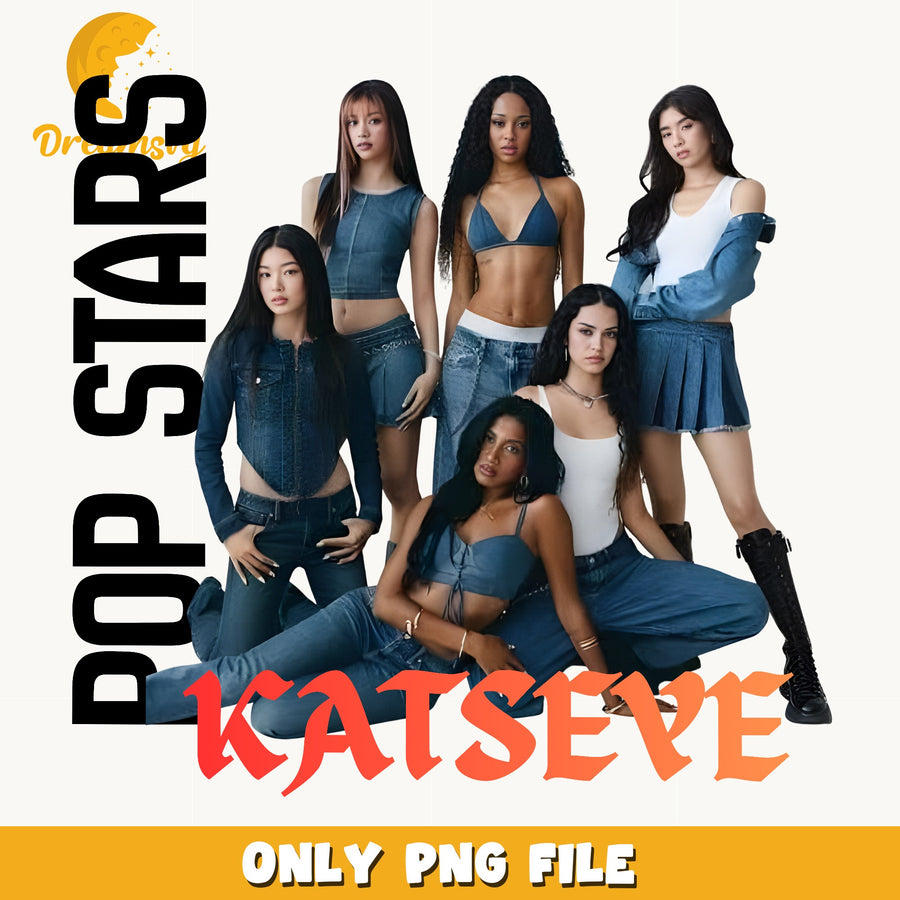 Katseye Denim Outfit PNG, Pop Stars Kpop PNG, Fan PNG