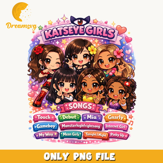 Katseye Girls Chibi PNG, Kpop Girl Group PNG, Songs List PNG