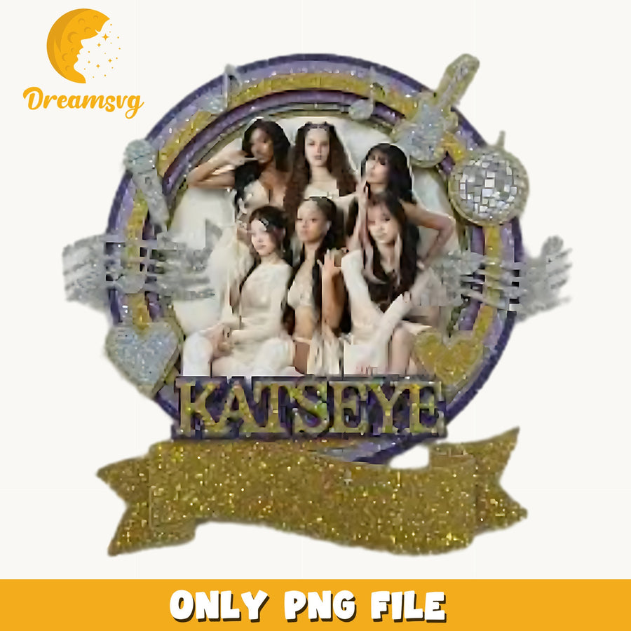 Katseye Glitter Badge PNG, Kpop Music Group, Fan PNG