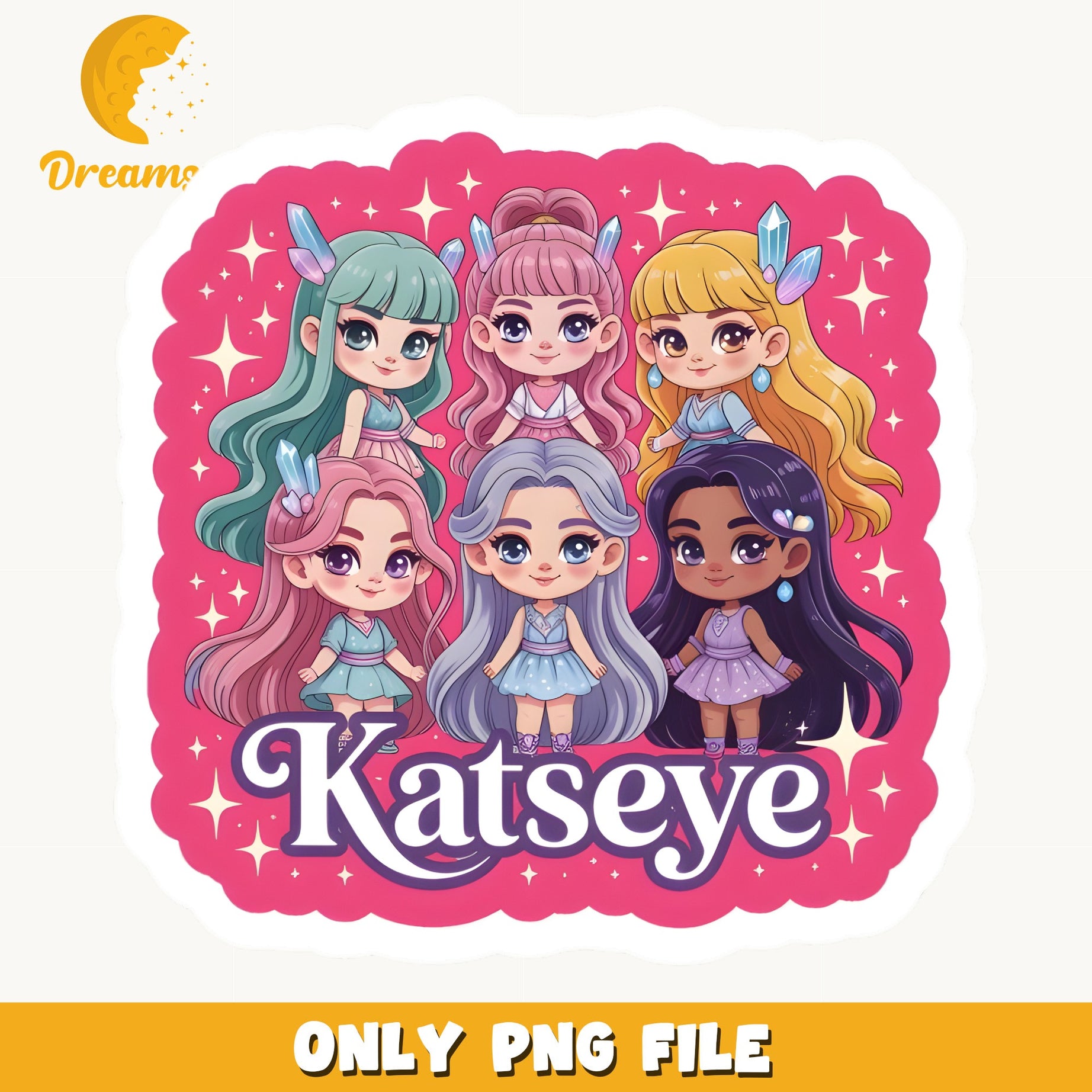 Katseye Kpop Girl Group Chibi PNG, Fan Art PNG, Kpop PNG