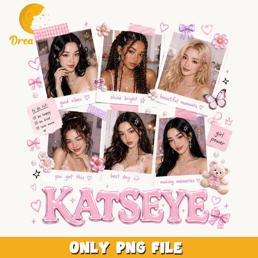 Katseye Kpop Girl Group PNG, Girl Power PNG, Polaroid Aesthetic PNG