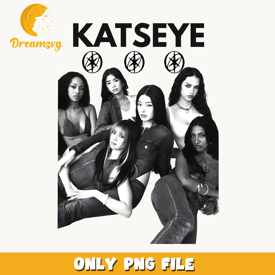 Katseye Monochrome Photo PNG, Kpop Group Shirt, Fan PNG