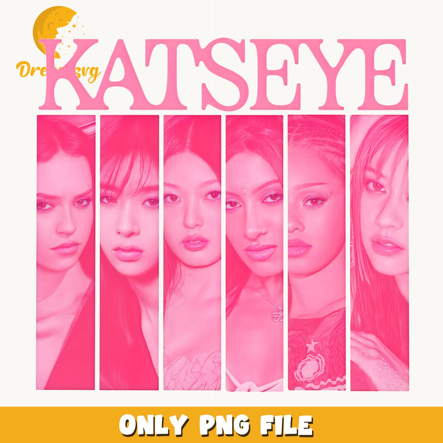 Katseye Pink Strip Collage PNG, Kpop Girl Band, Fan PNG