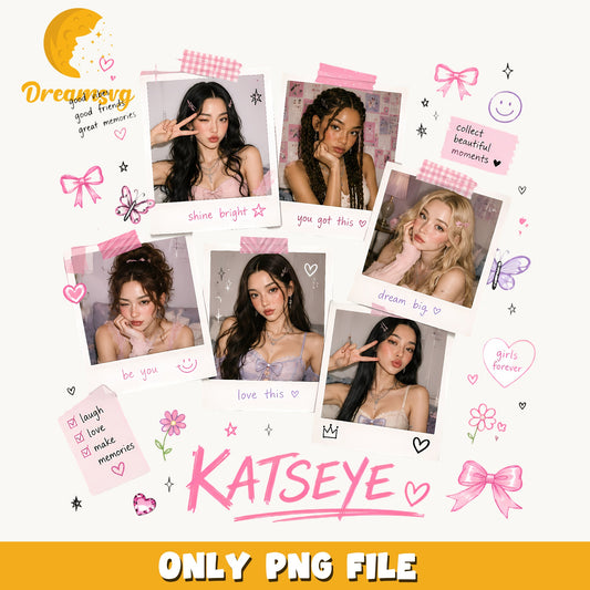 Katseye Polaroid PNG, Kpop Girl Group PNG, Aesthetic Girls PNG
