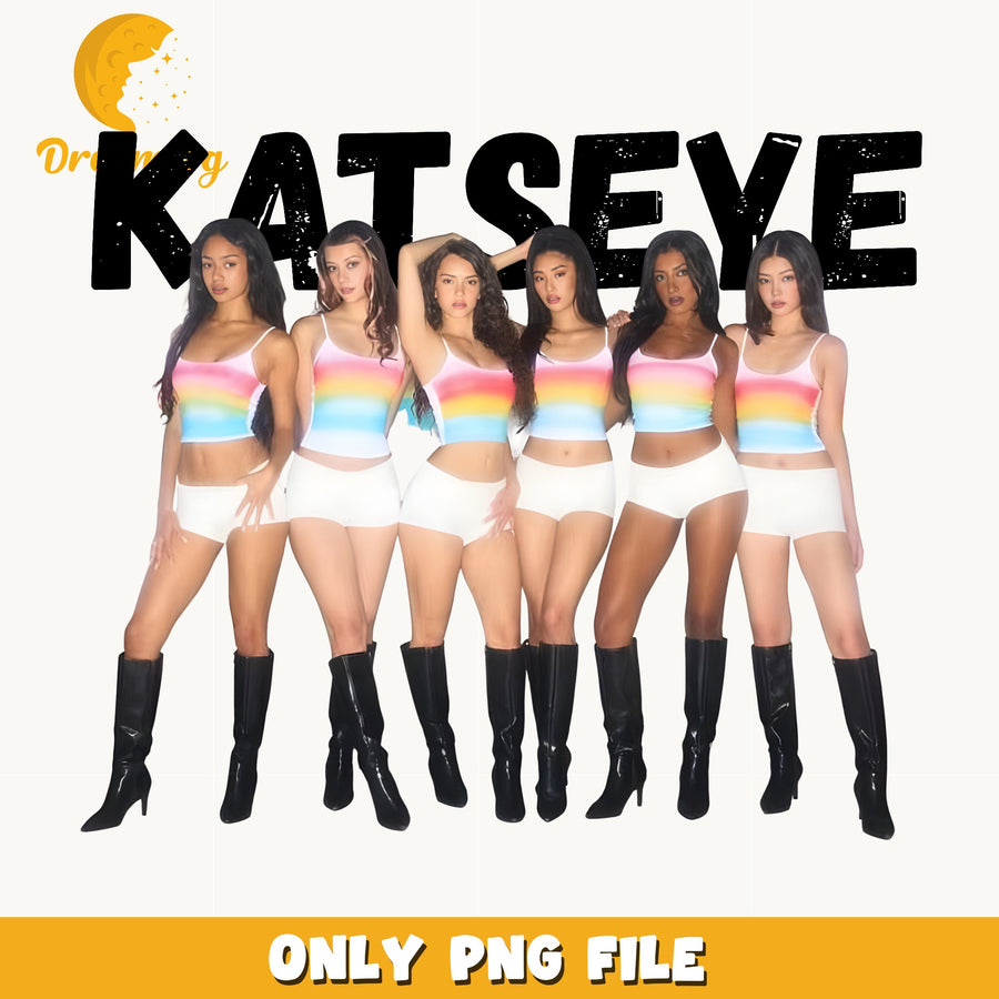 Katseye Rainbow Tops PNG, Kpop Girl Band, Fan PNG