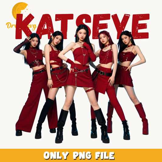 Katseye Red Text Poster PNG, Kpop Girl Stars, Fan PNG