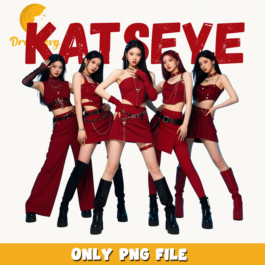 Katseye Red Text Poster PNG, Kpop Girl Stars, Fan PNG