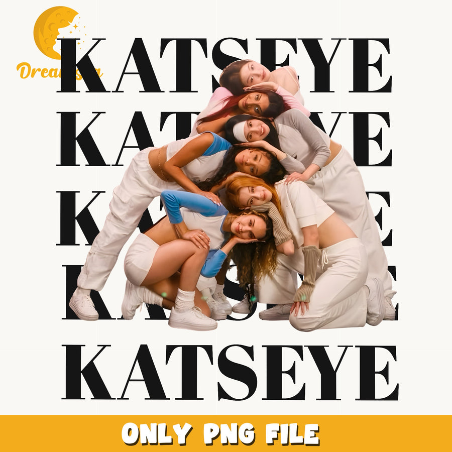 Katseye Repeated Text PNG, Kpop Girl Band PNG, Fan PNG