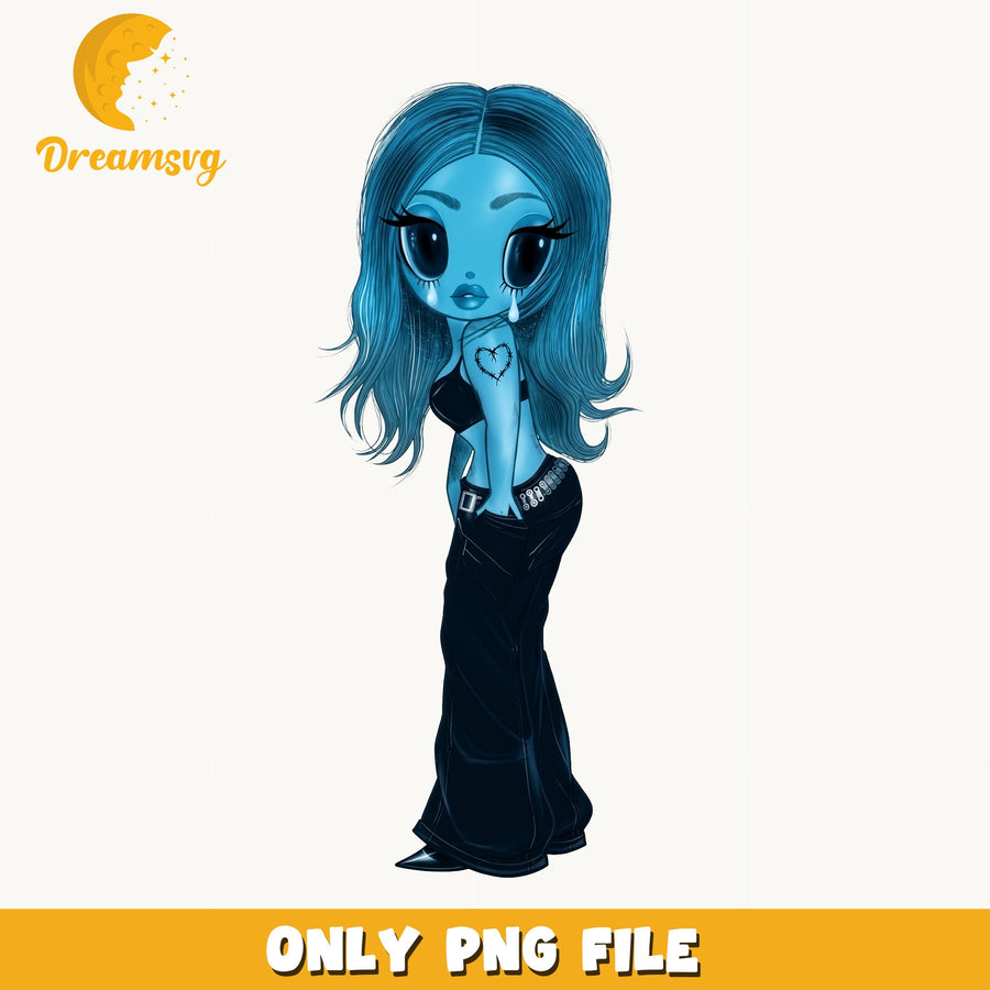 Katseye Sad Blue Chibi PNG, Kpop Idol Art, Fan PNG