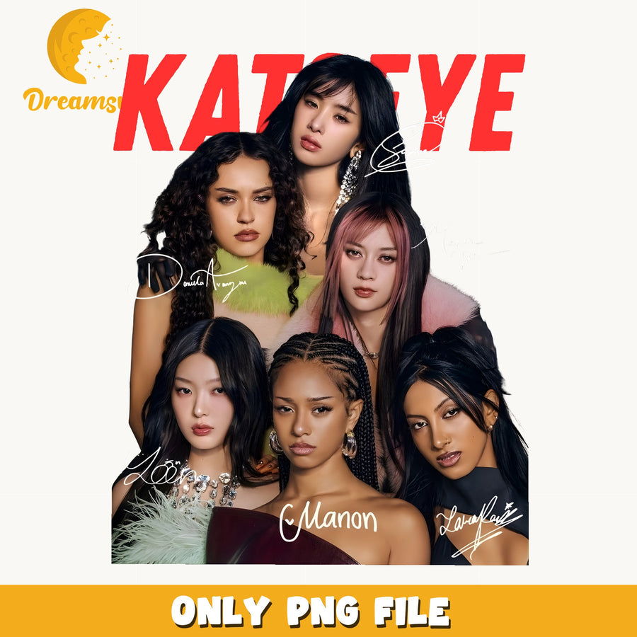 Katseye Signatures Poster PNG, Kpop Band, Fan PNG