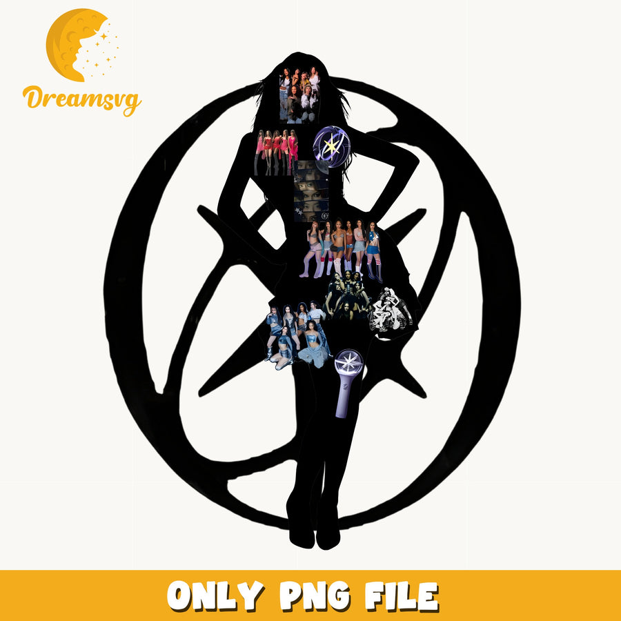 Katseye Silhouette Collage PNG, Kpop Fan Art, Music PNG