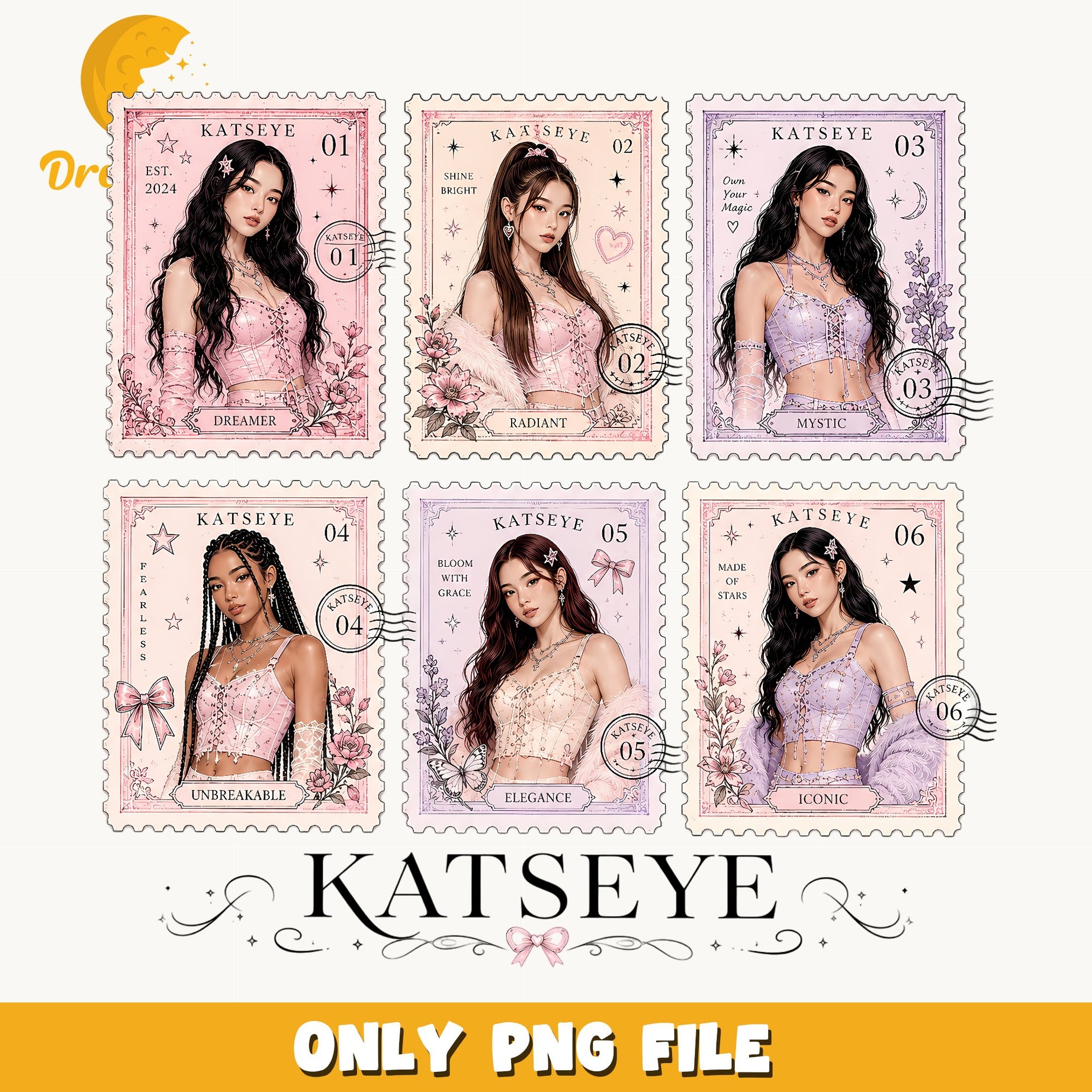 Katseye Stamp Bundle PNG, Kpop Girl Group PNG, Fan Art PNG