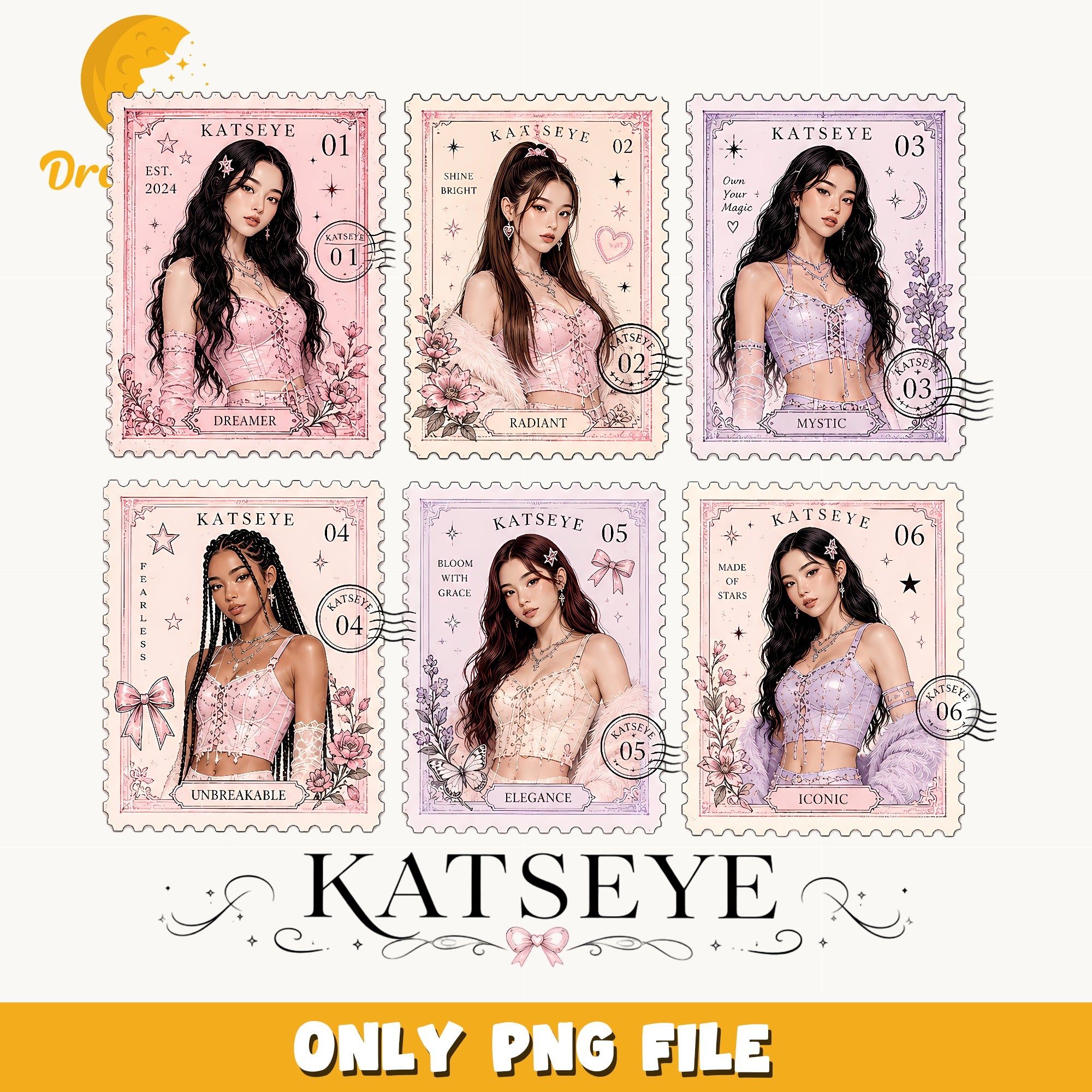 Katseye Stamp Bundle PNG, Kpop Girl Group PNG, Fan Art PNG