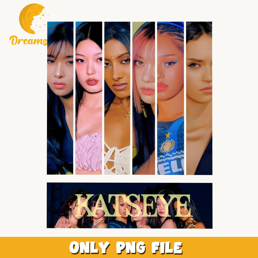 Katseye Strip Portrait PNG, Kpop Band Photo, Fan PNG