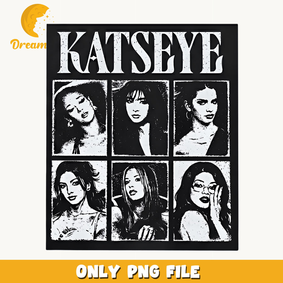 Katseye Vintage Grid PNG, Kpop Retro Band, Fan PNG