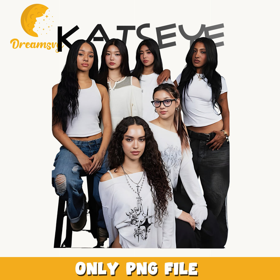 Katseye White Outfits PNG, Kpop Girl Band, Fan PNG