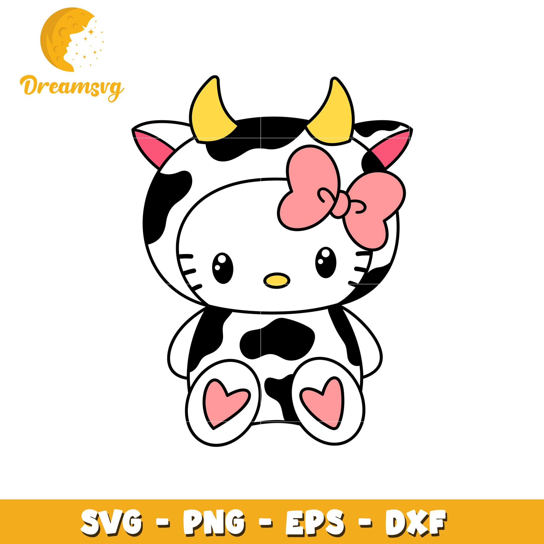 Kawaii Cow Hello Kitty SVG Cut File