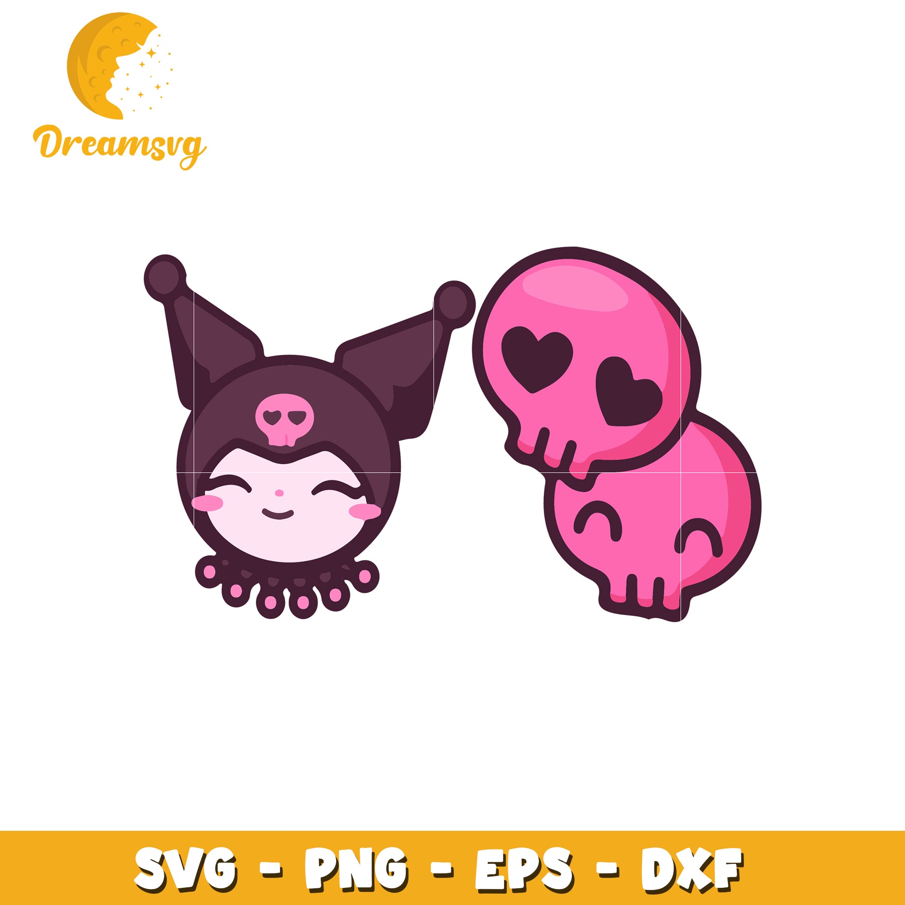 Kawaii Skull SVG Cut Files PNG EPS DXF