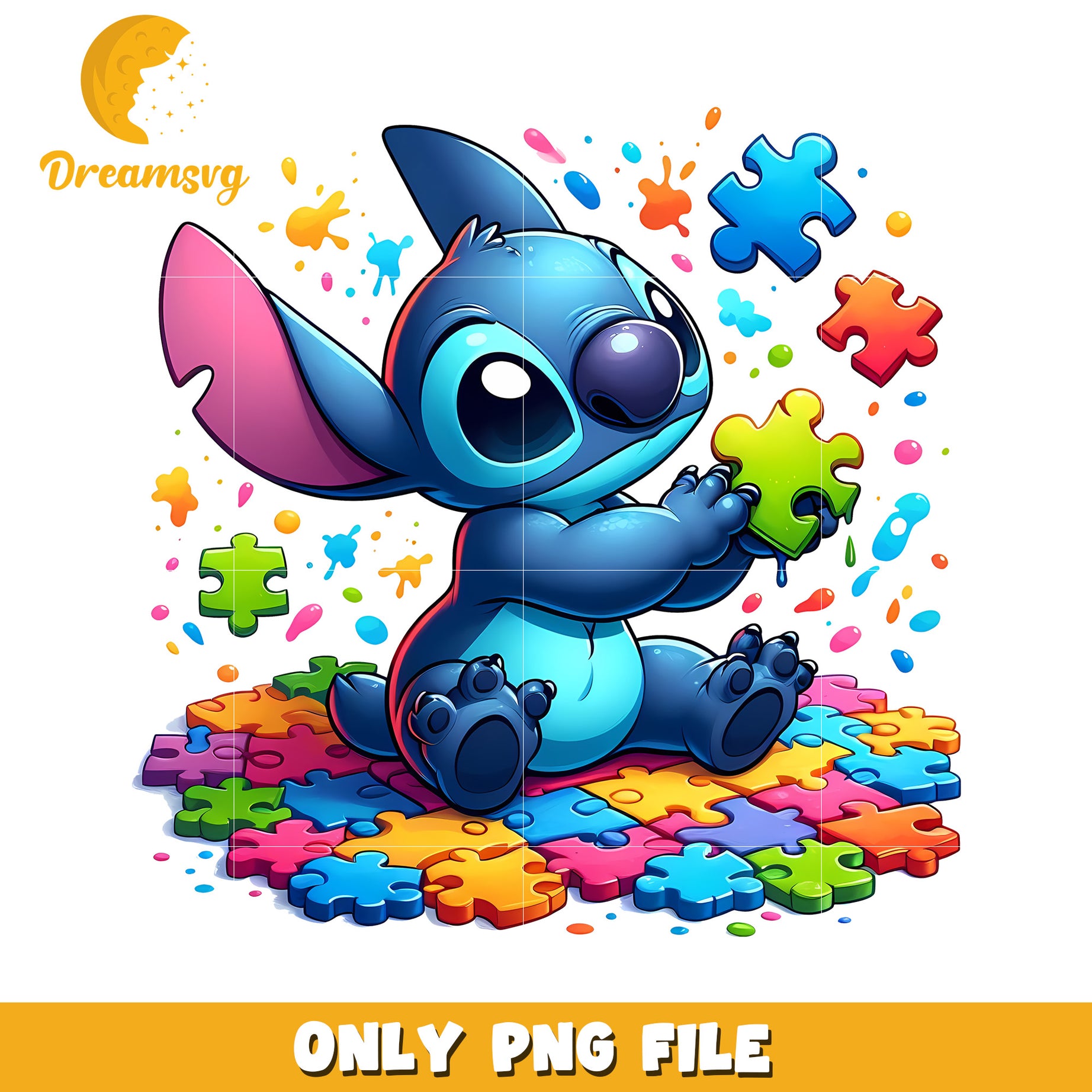 Kawaii stitch autism png, autism awareness puzzle piece png