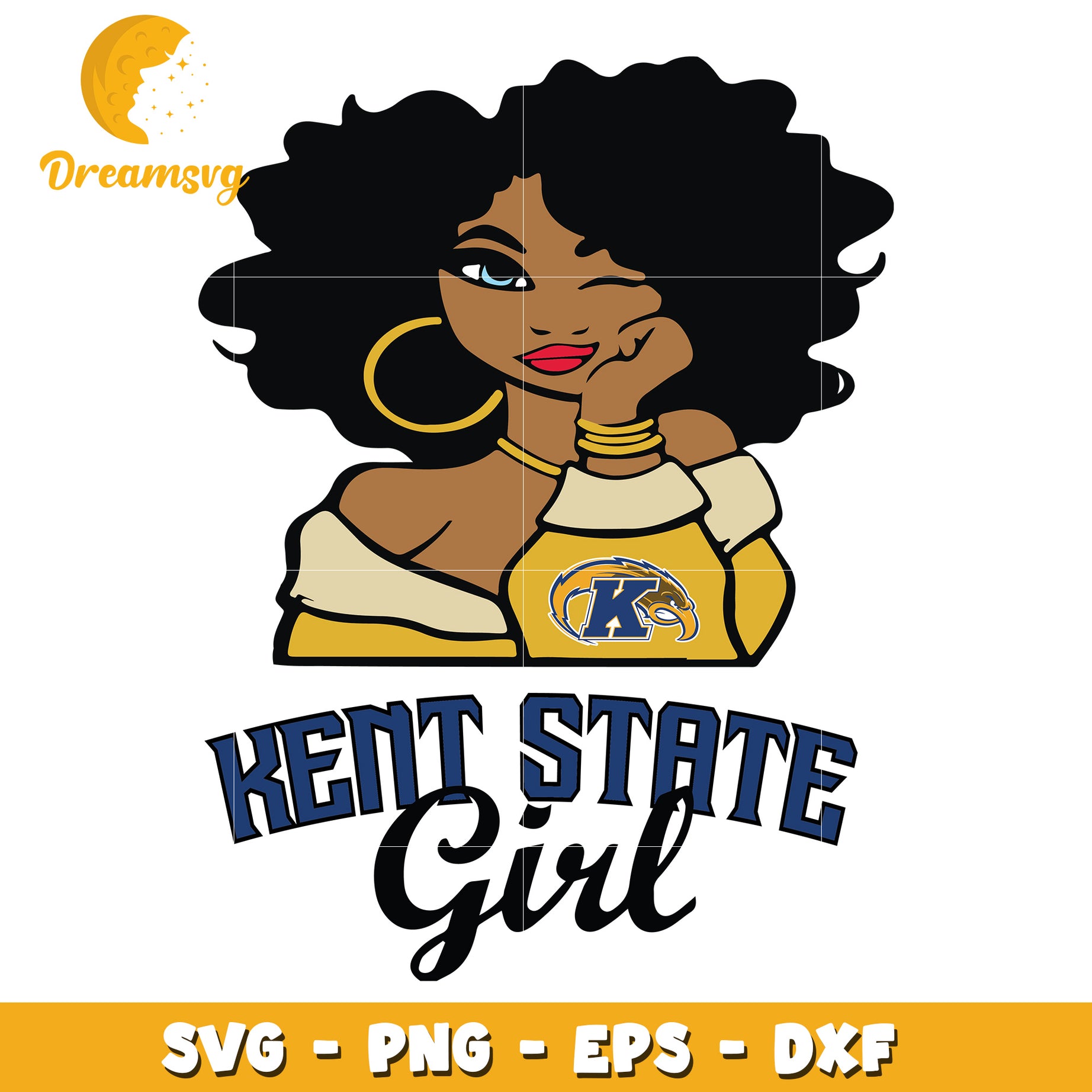 Kent State Girl SVG Graphic Cute Afroamerican Student Art