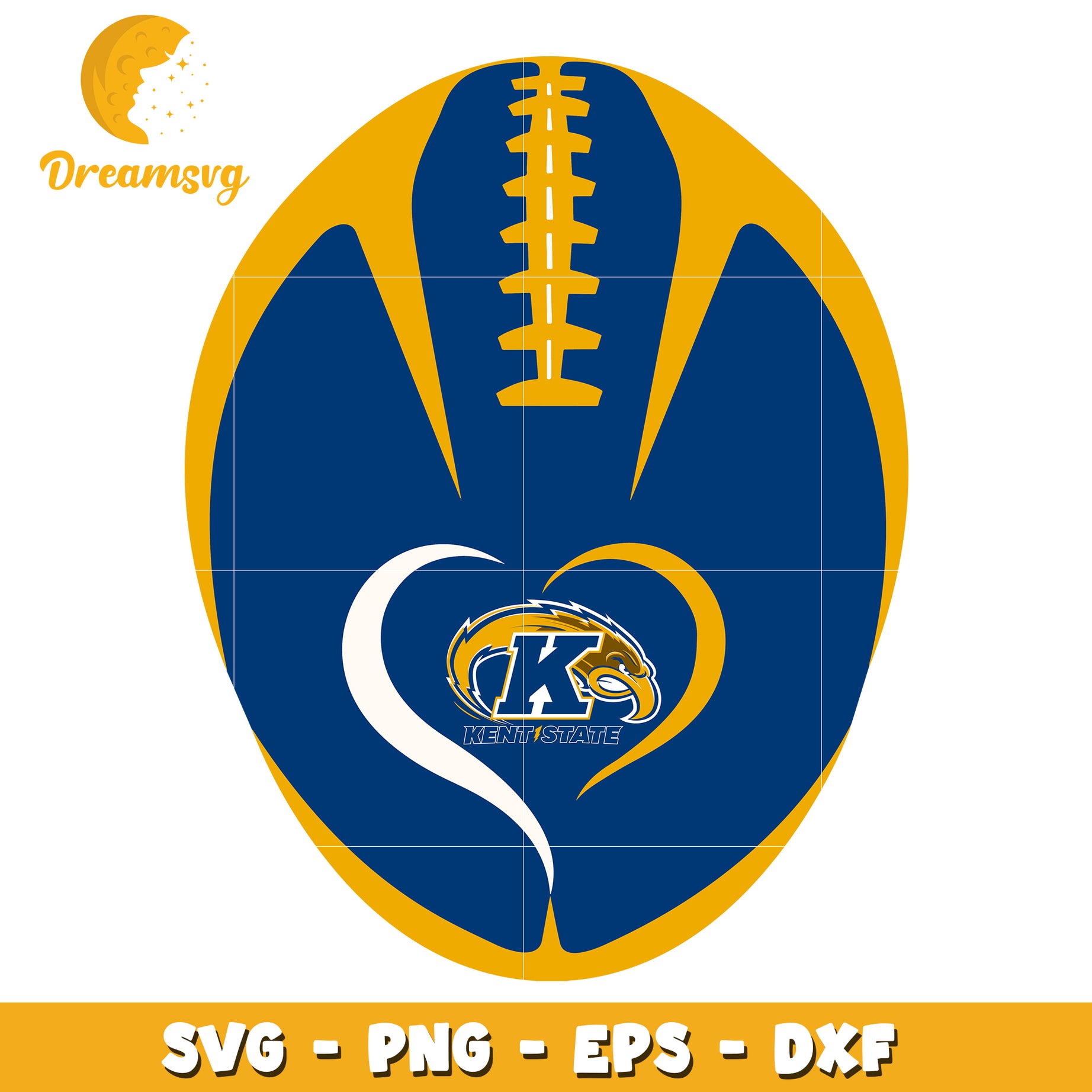 Kent State University Heart Football SVG Design for Crafters