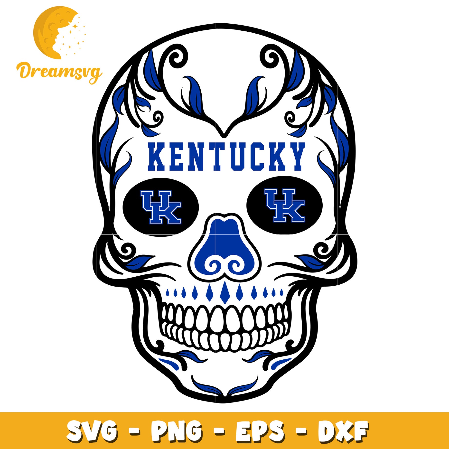 Kentucky Skull SVG PNG EPS DXF Cut File