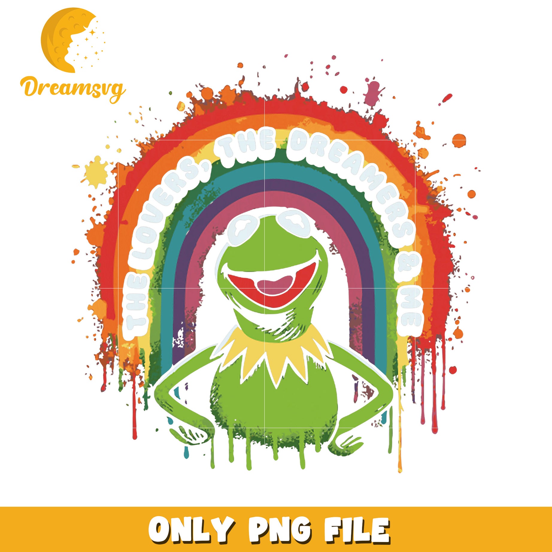 Kermit Rainbow PNG Sublimation Design