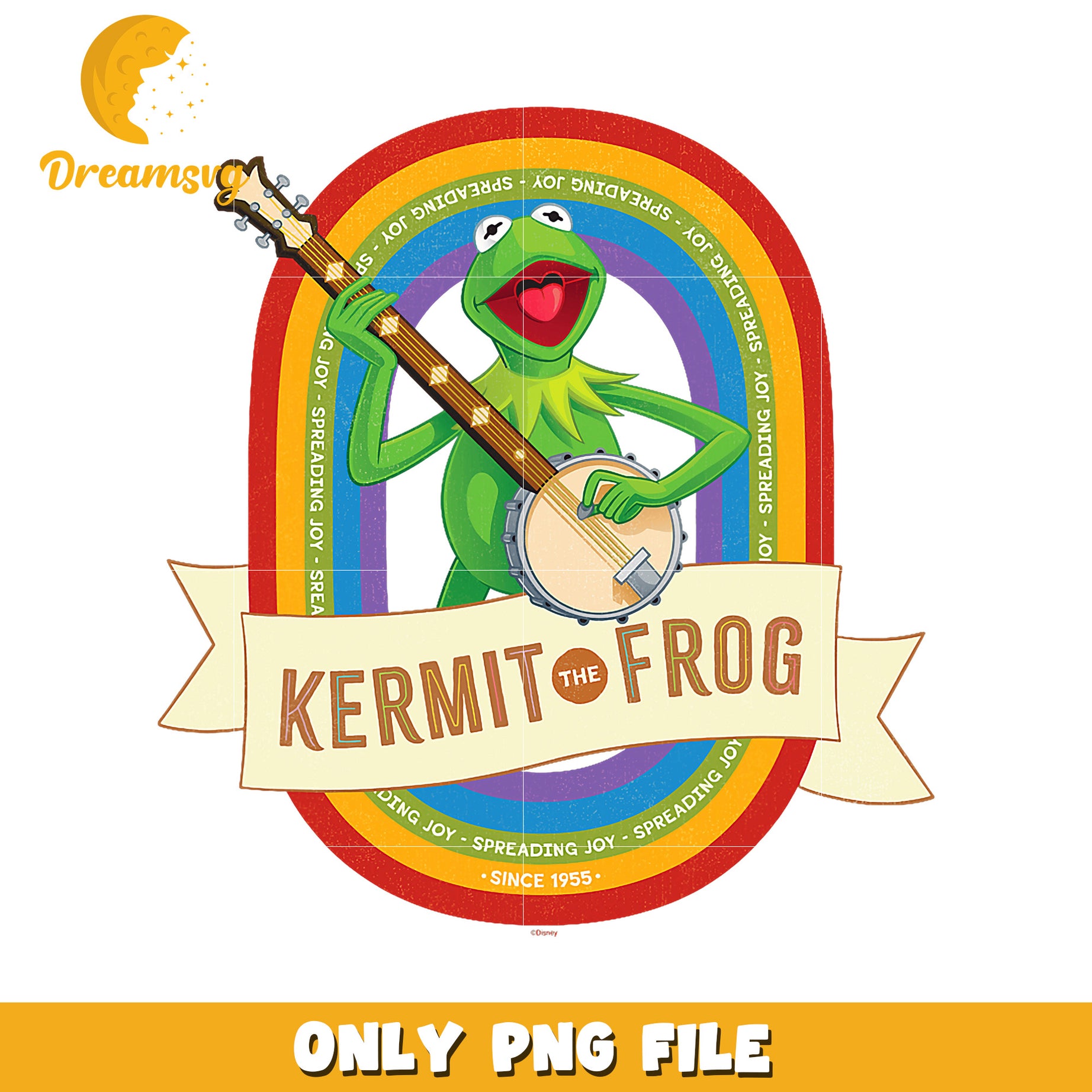 Kermit the Frog PNG Rainbow Design