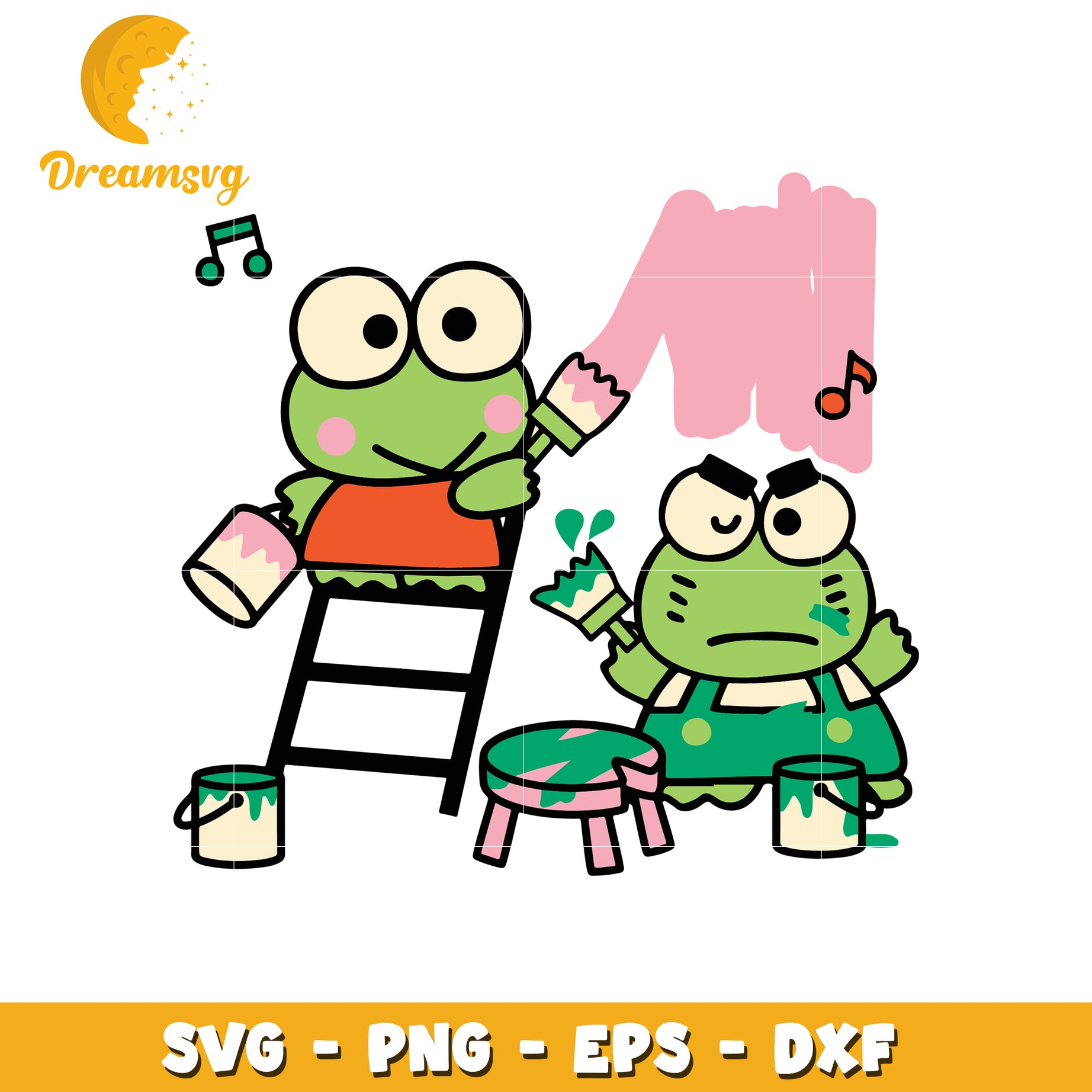 Keroppi Painting SVG PNG EPS DXF Cut Files