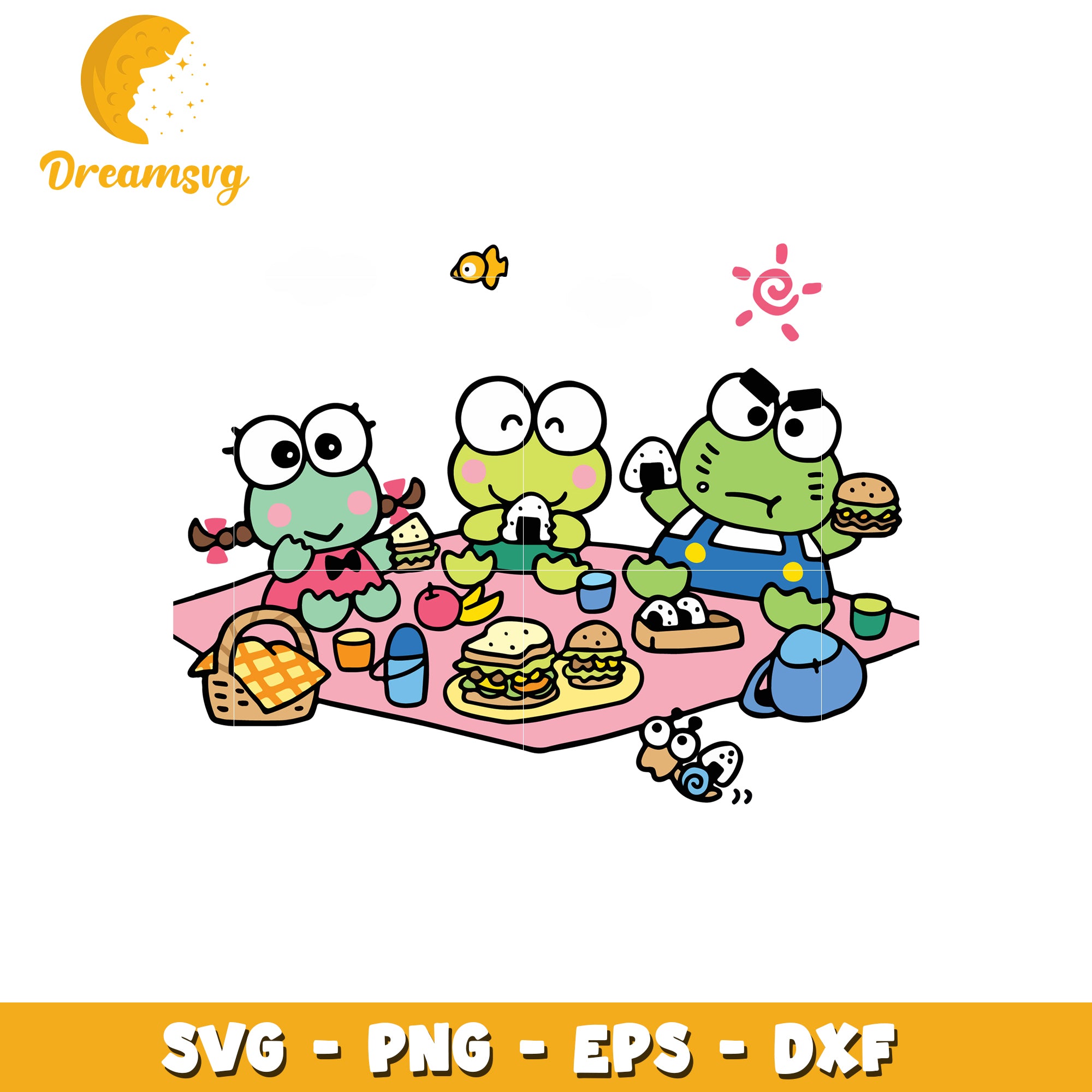 Keroppi Picnic SVG PNG EPS DXF Cut File