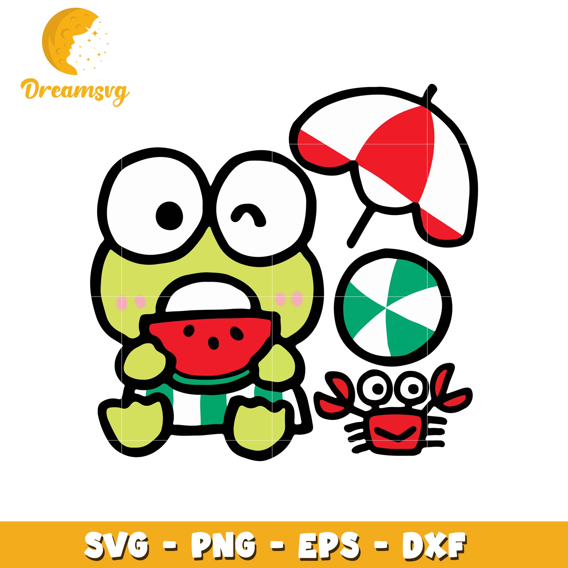 Keroppi Summer SVG PNG EPS DXF Cut File