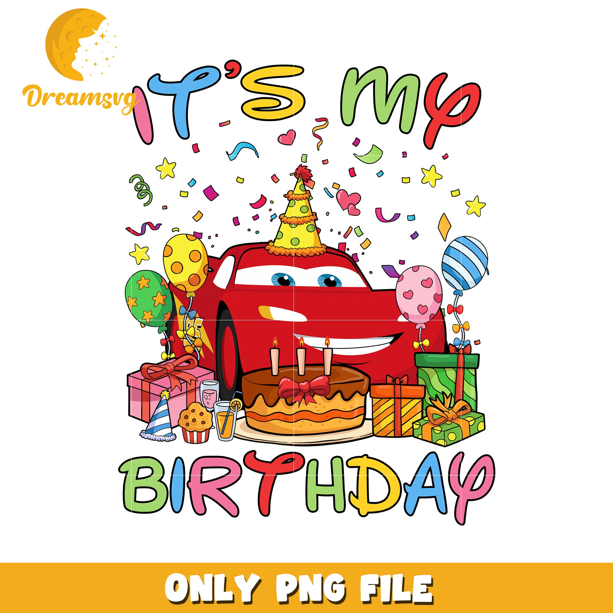 Kids Birthday Car PNG Design