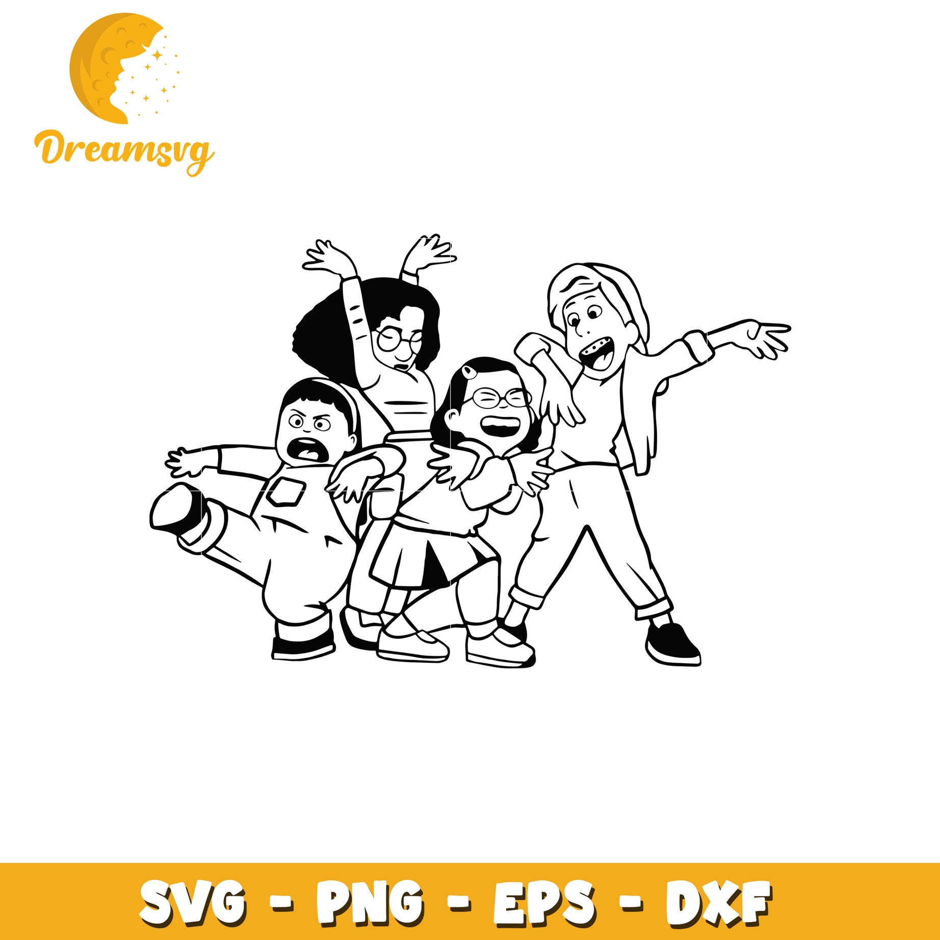 Kids SVG Cut File Four Friends Design