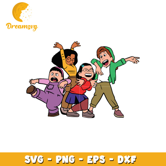 Kids SVG Cut File Playful Friends Design