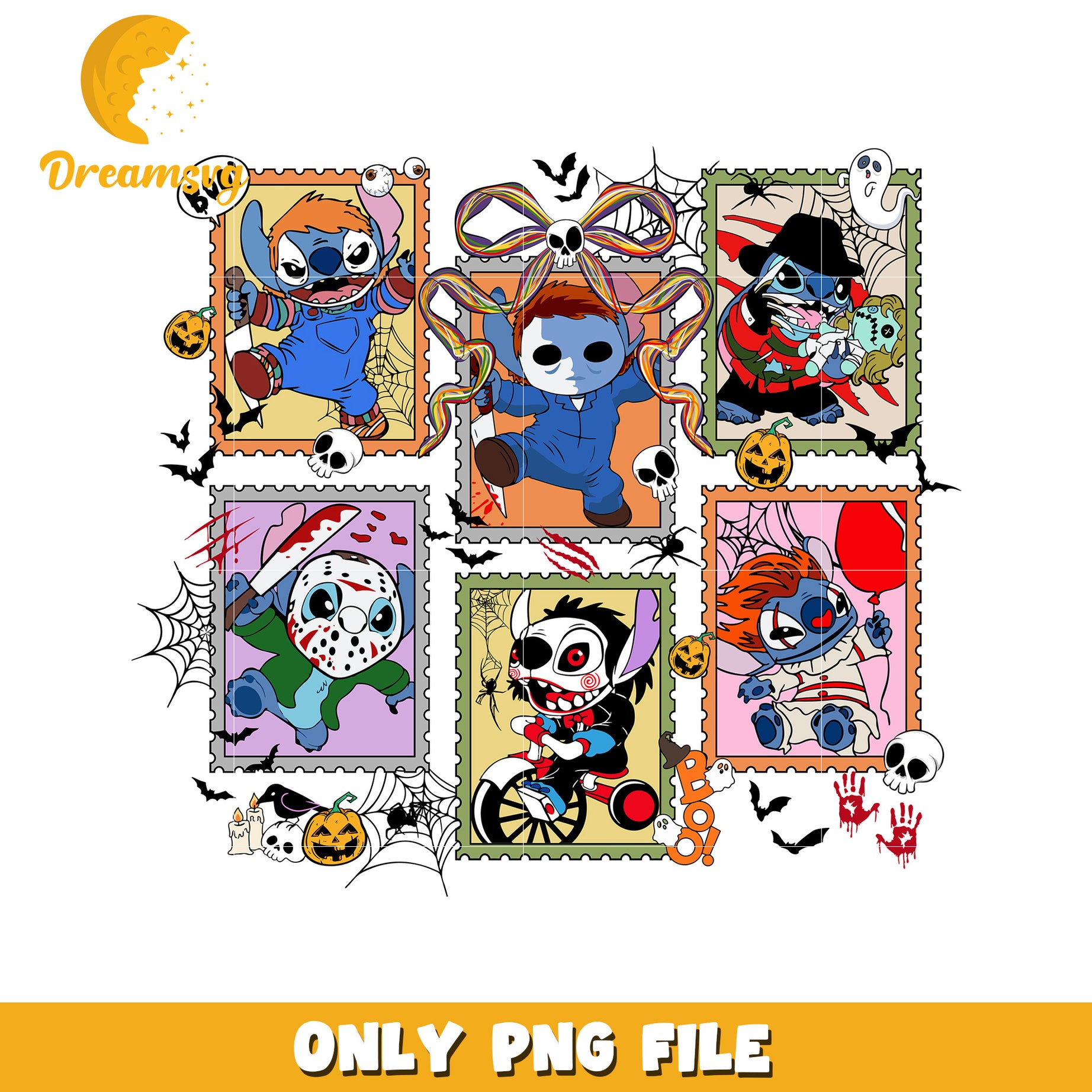 Killers costumes stitch png, halloween holiday png, halloween memes png