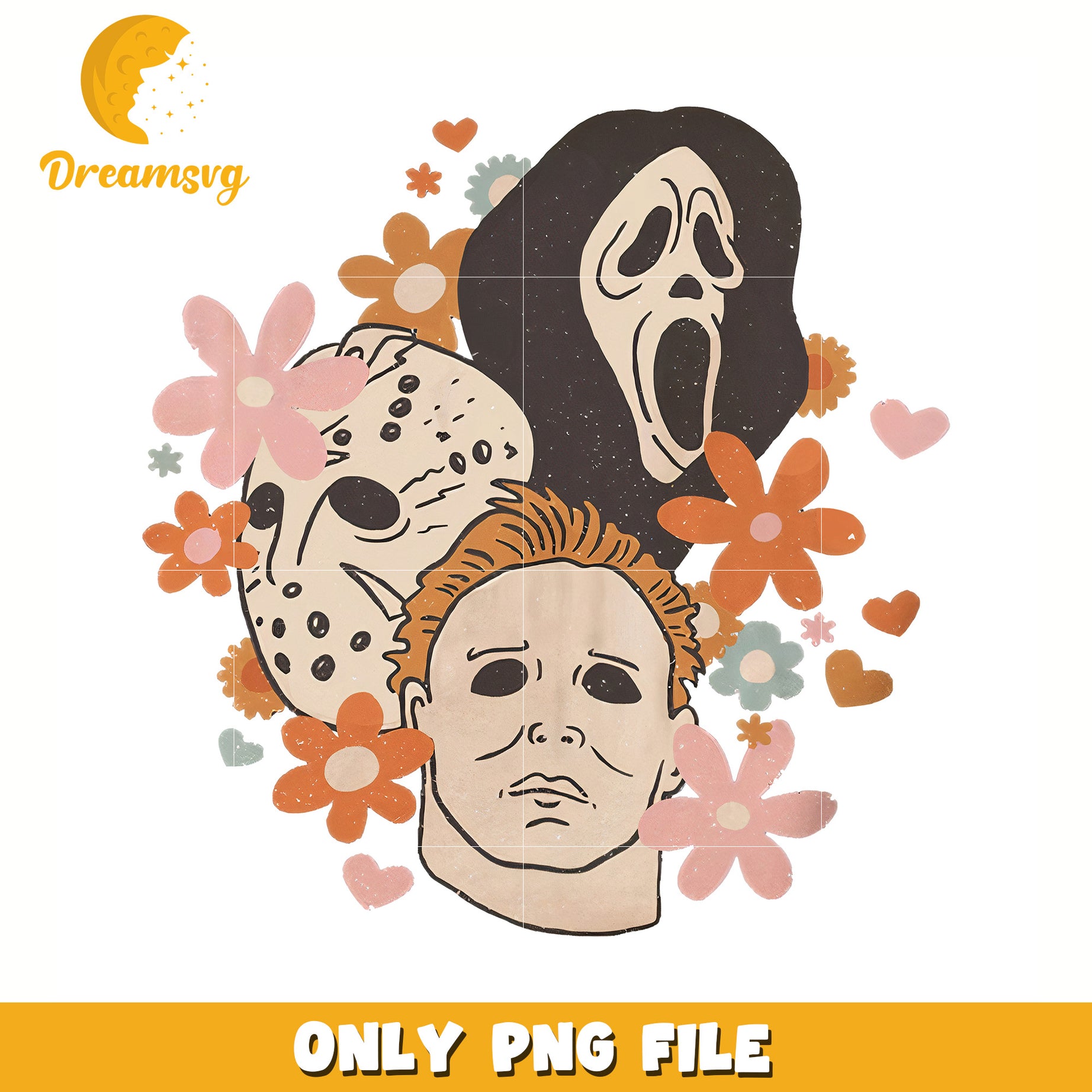 Killers flowers design png, halloween decor png, halloween characters png