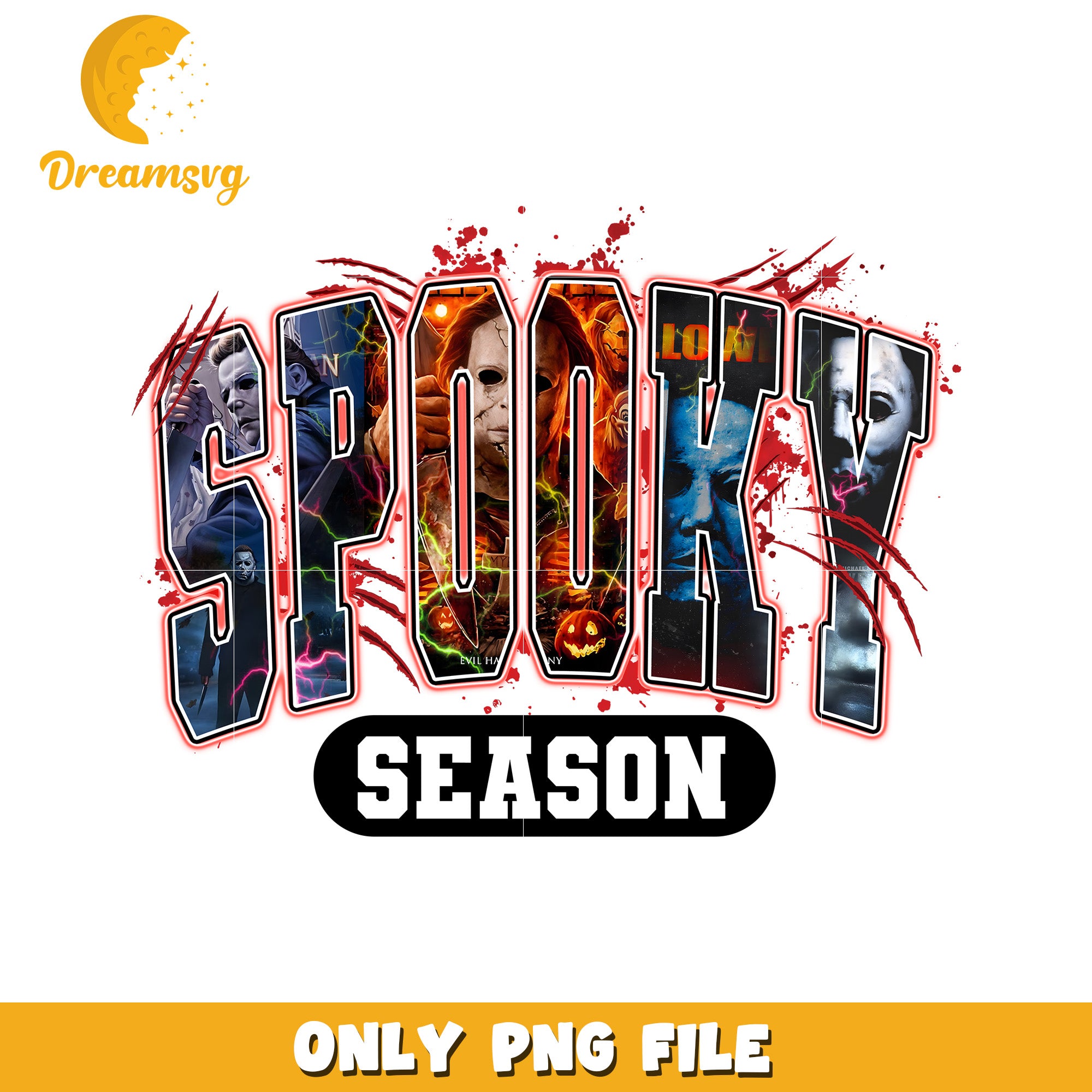 Killers red spooky season design png, halloween png, halloween cartoon png