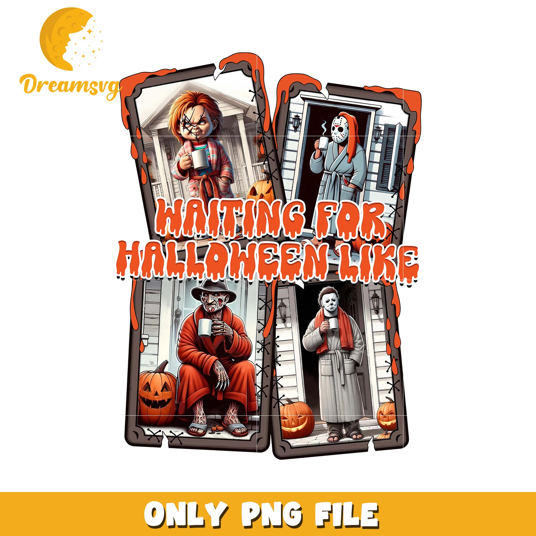 Killers waiting for halloween png, halloween town png, happy design png